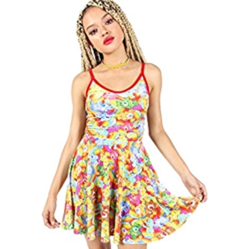 🎀✨🎀 Iron Fist & CARE-BEARS collab Flirty Velvet fit & flare Twirl Dress NWT - Picture 10 of 12